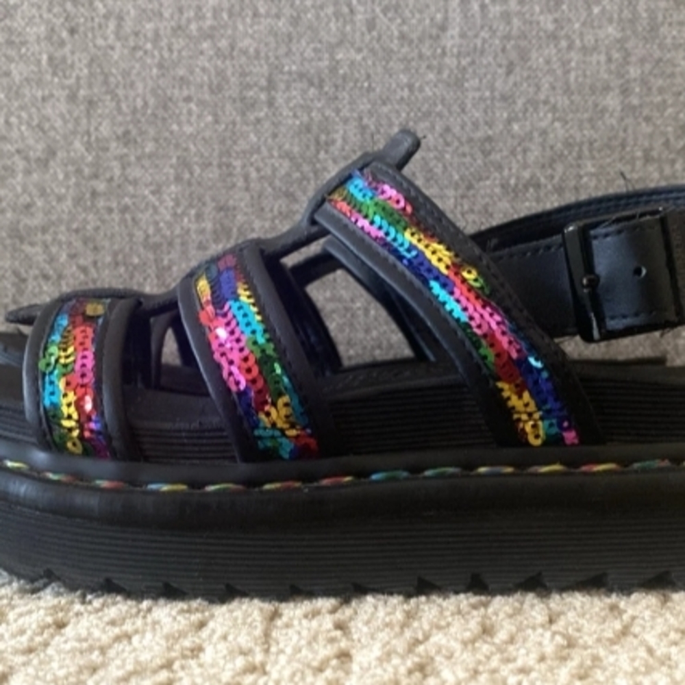 Dr. Martens Rainbow Pride Yelena Sequined Sandals Size 9/41 - Picture 7 of 10